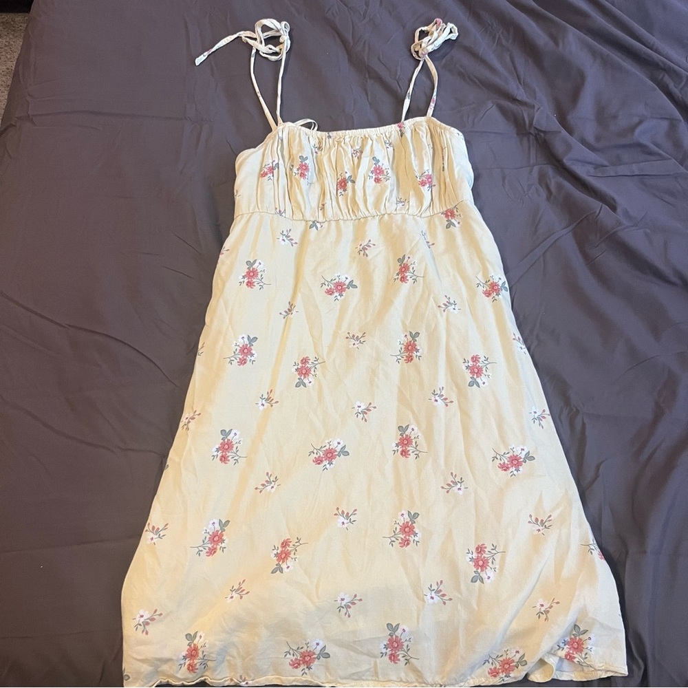 Floral Print Yellow Summer Dress